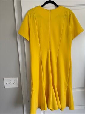 London Times Yellow Short-Sleeve Midi Dress